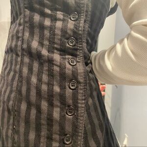 Black Textured Corduroy Clockwork Couture Steampunk Strappy Dress